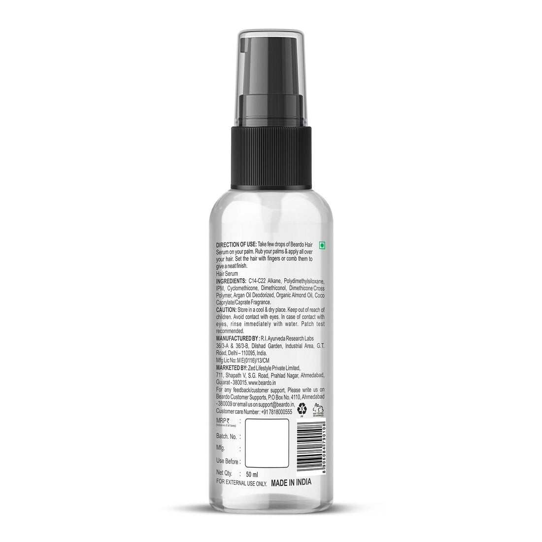 Beardo Hair Serum ingredients list