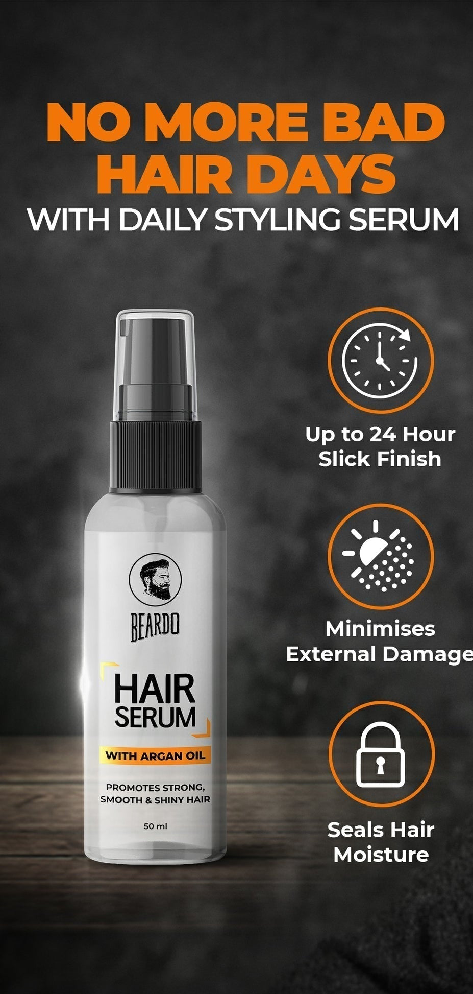 Before and after using Beardo Hair Serum