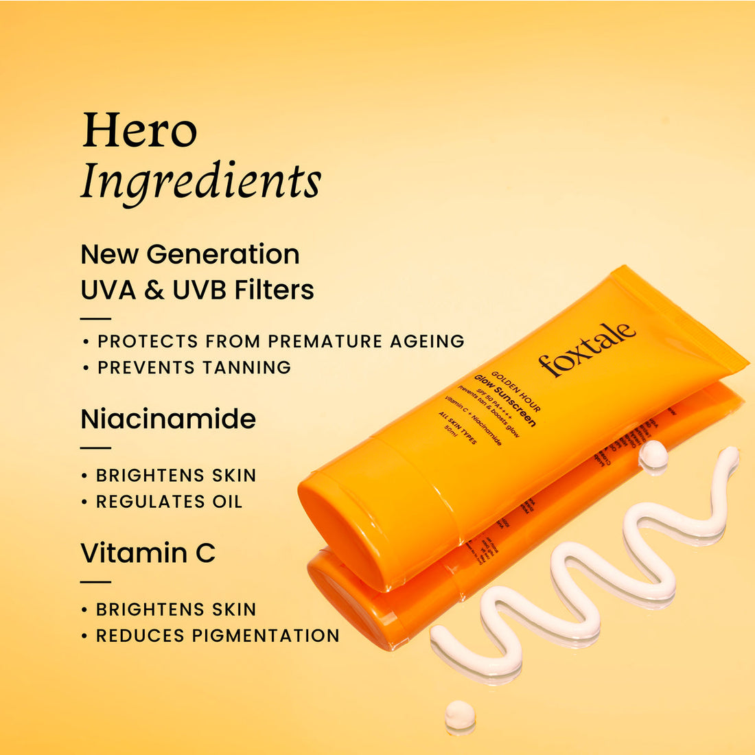 Foxtale SPF 50 Glow Sunscreen Bright and Protected Skin With Vitamin C + Niacinamide, 50ml3