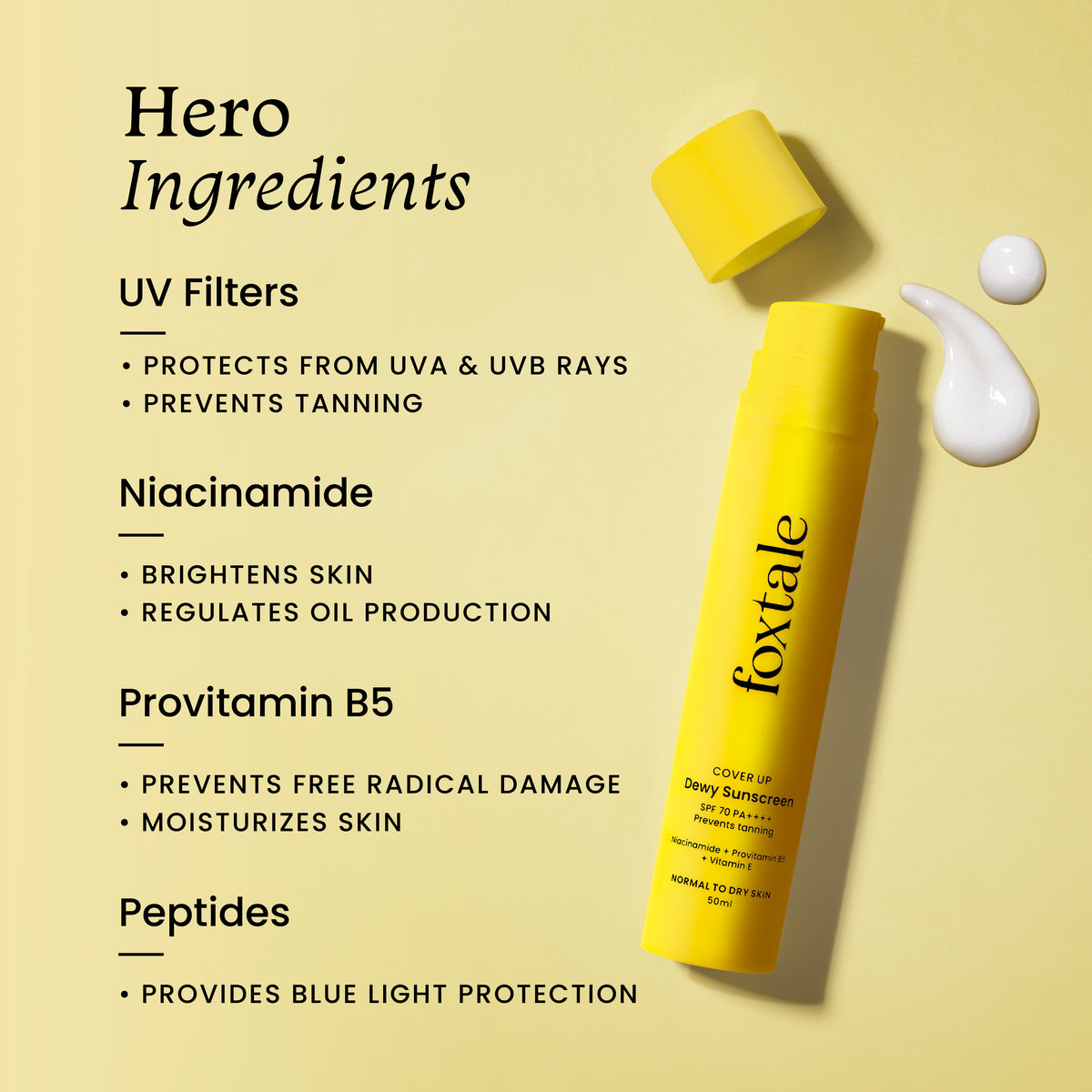 Foxtale SPF 70 Dewy Finish Sunscreen Provides Protection From UV Rays and Enhances Overall Complexion, 50ml3