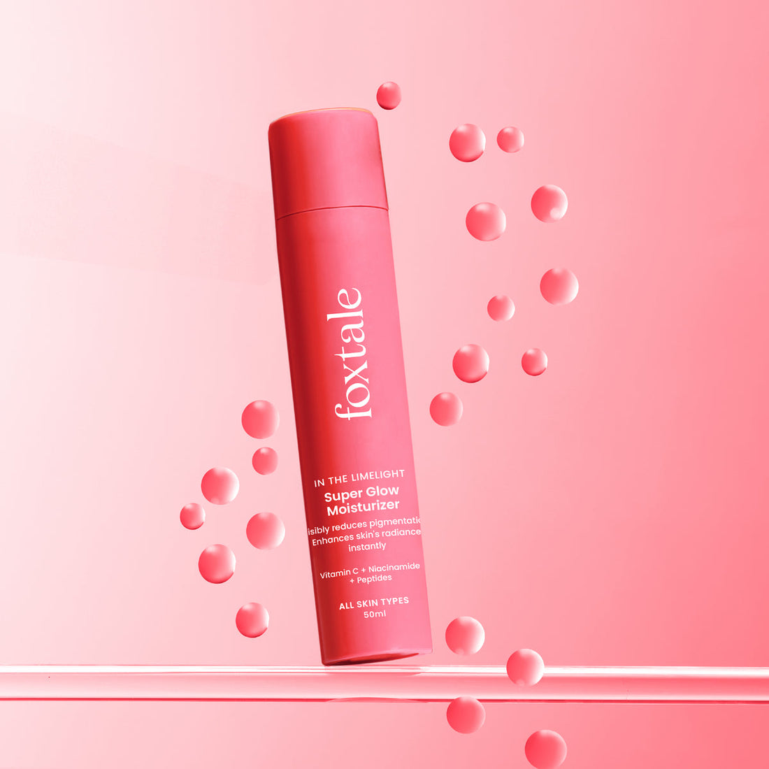 Foxtale Super Glow Moisturizer With Vitamin C, Niacinamide, & Peptides for a Long-lasting Glow, 50ml