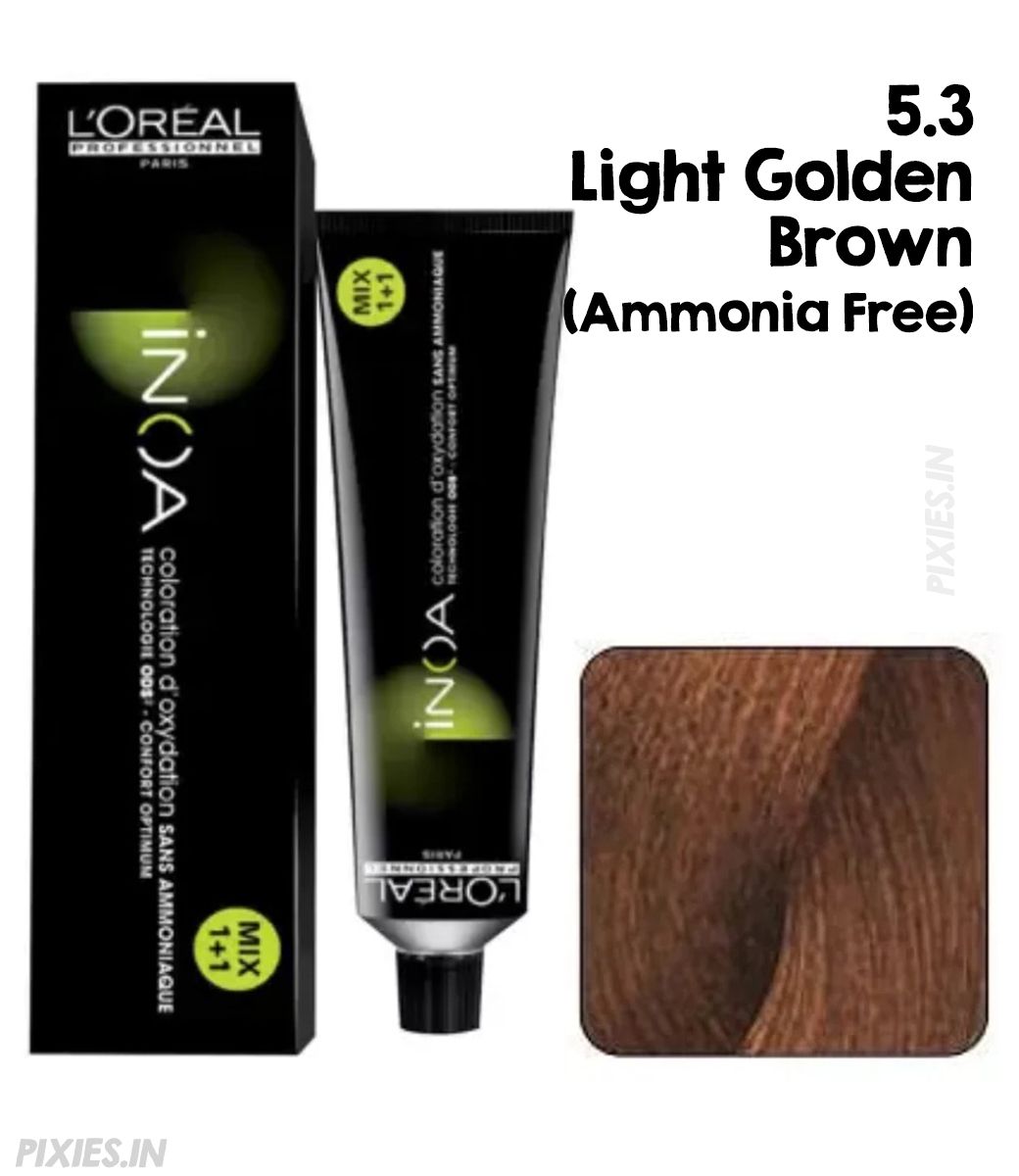 L'Oreal  Professionnel Paris - 5.3 Light Golden Brown - Inoa Ammonia Free Permanent Colour - Mix 1:1 - (60g) - House of Ateeq
