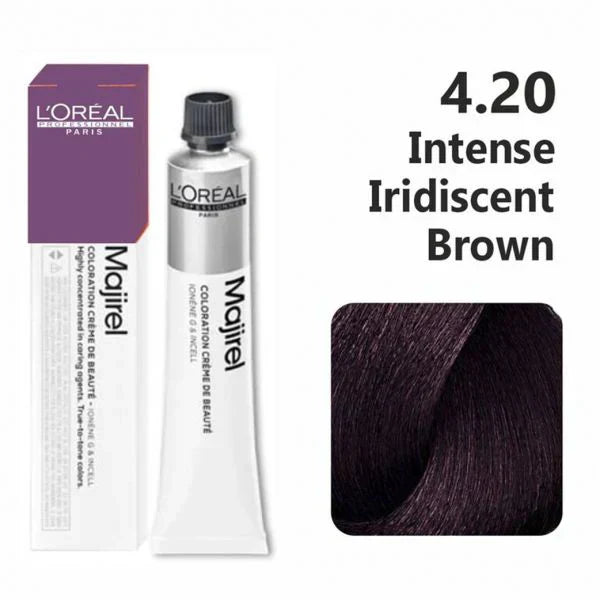 L'Oreal  Professionnel Paris - Majirel - 4.20 (Intense Iridiscent Brown) - Mix 1:1.5 - (49.5g) - House of Ateeq