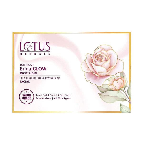 Lotus Herbals Radiant BridalGlow Rose Gold Skin Illuminating Facial Kit, 57g
