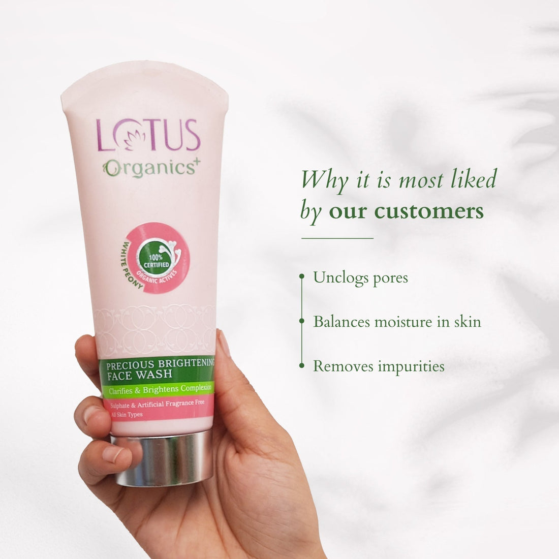 Lotus Organics+ Precious Brightening Face Wash, 100g – Cleanse & Illuminate Skin