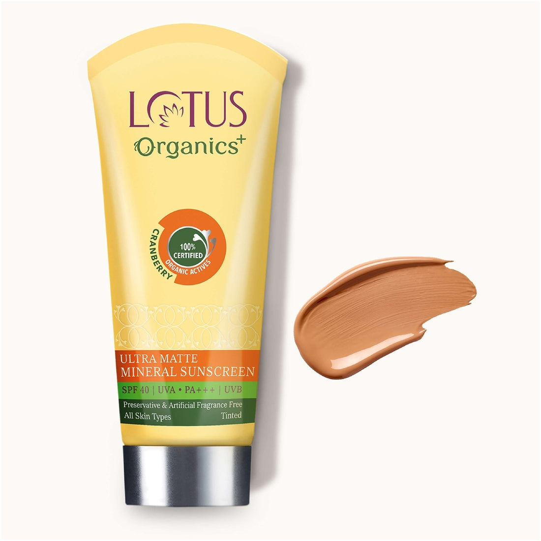 Lotus Organics+ Ultra Matte Mineral Sunscreen SPF 40 PA+++, 100g | Oil-Free, Matte Finish