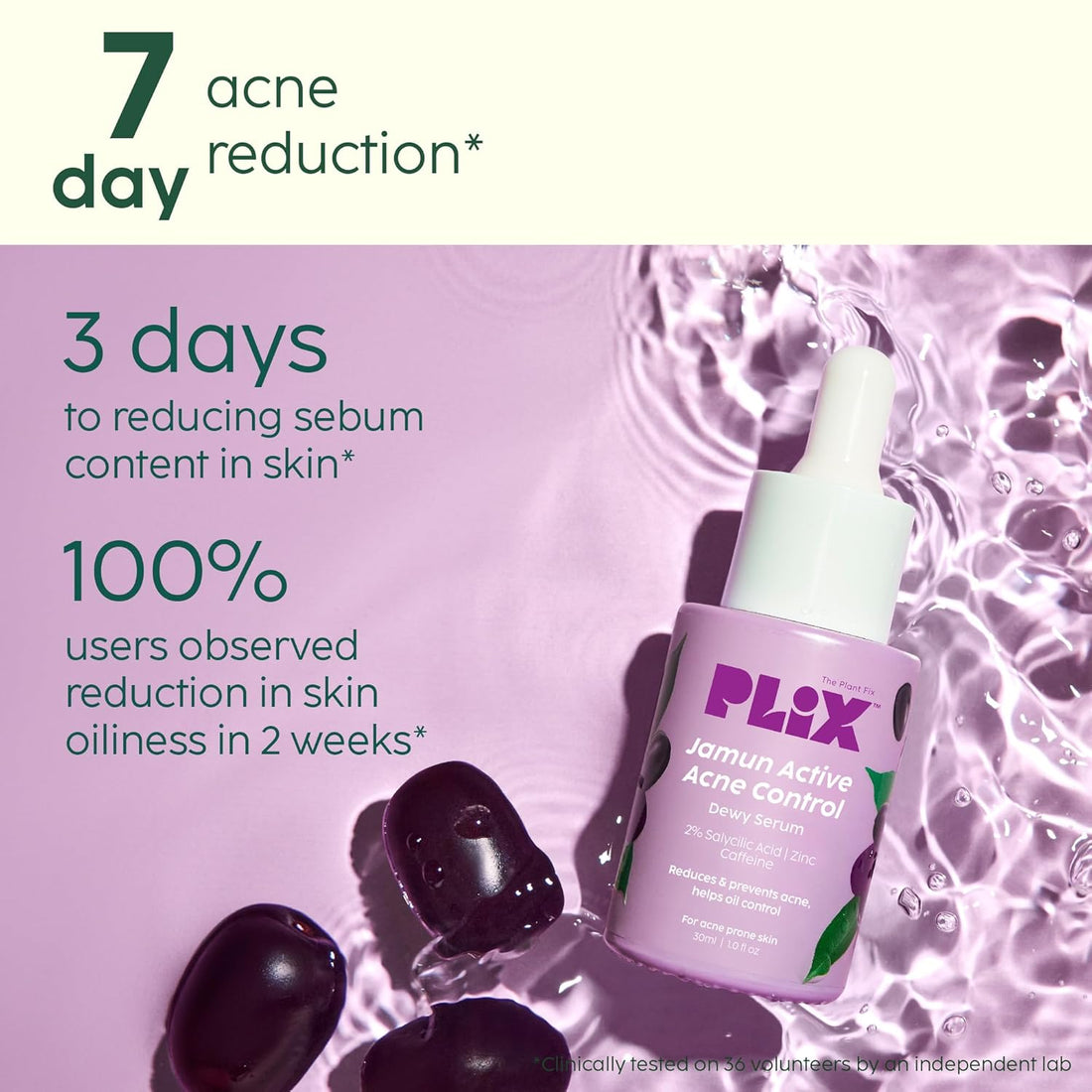 Plix Jamun 2% Salicylic Acid Exfoliating Face Serum | For Active Acne & Blackheads, 30ml